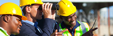 Engineers taking a look of the situation of the construction.